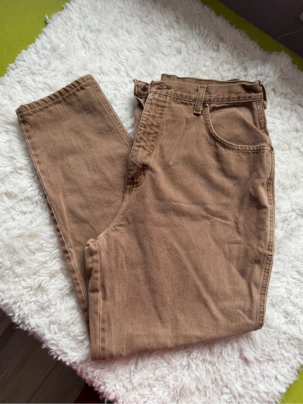 Vintage 90’s Lands' End Camel Brown Classic High-Rise Denim Jeans Tapered 32x29